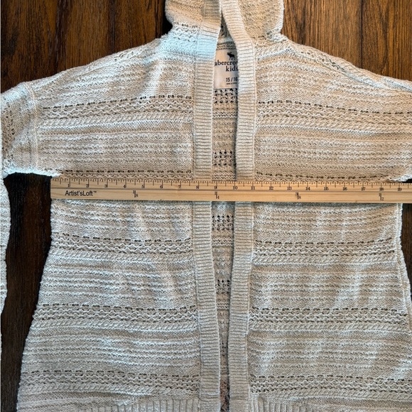 Abercrombie Kids Cream Cardigan Hoodie Sweater with Lace Trim Size 15/16 - Picture 6 of 10